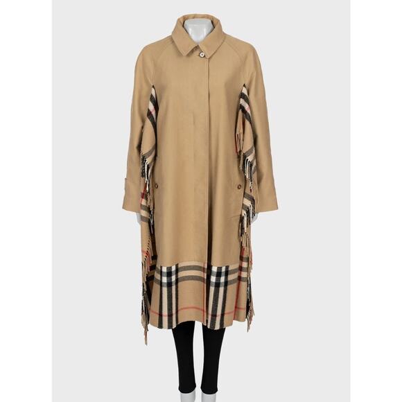 Burberry Beige Check-Trim Cotton Coat – Size UK10 / M - Picture 1 of 6